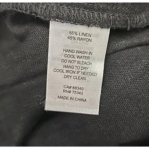 Rachel Zoe Womens Embroidered Linen Blend Pants Black XS Drawcord Belt Scallops - Picture 4 of 7